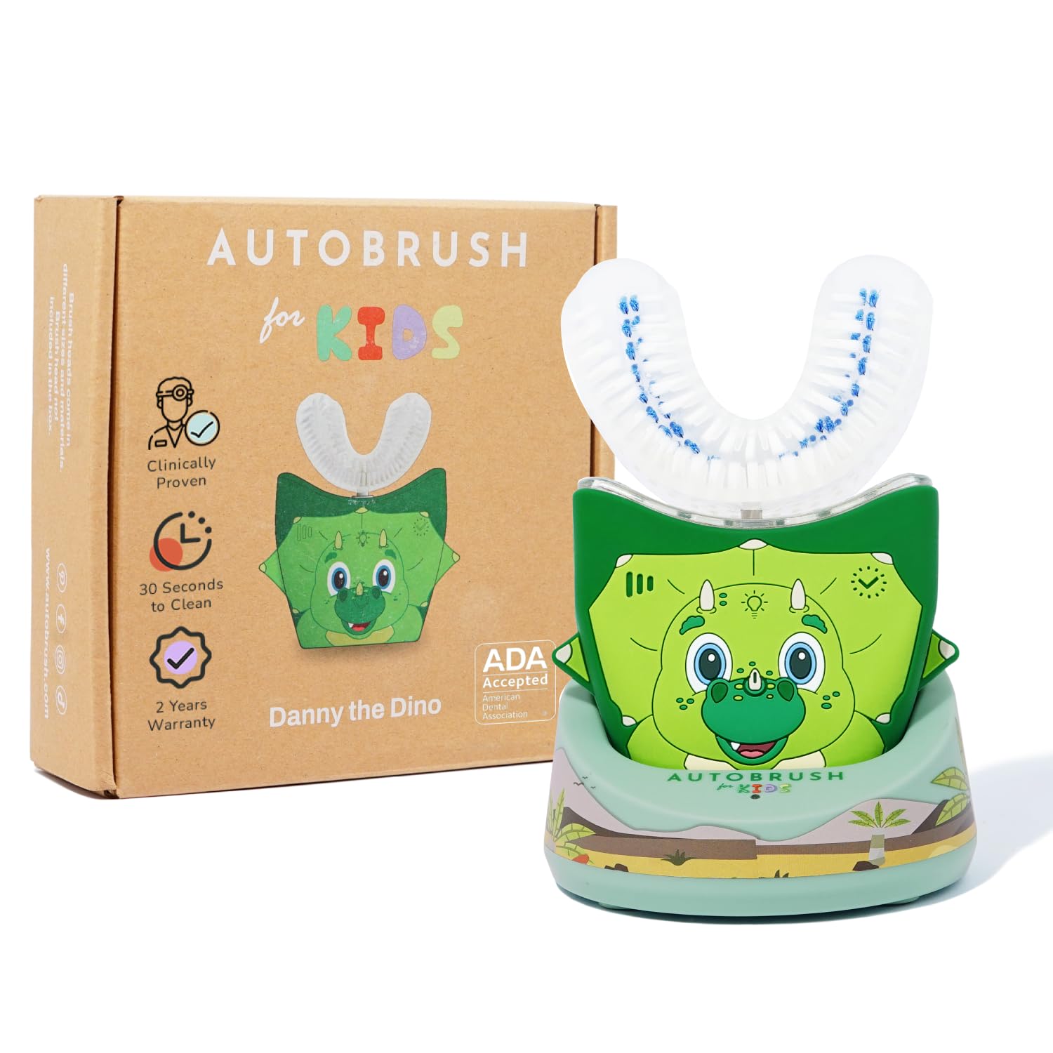 Autobrush Kids Dinosaur toothbrush with ADA acceptance badge