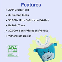 U-shaped design highlighting 360° coverage for kids