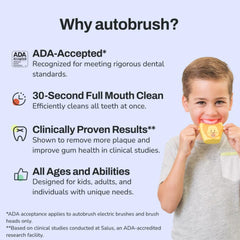 LED lights and music feature on autobrush for kids