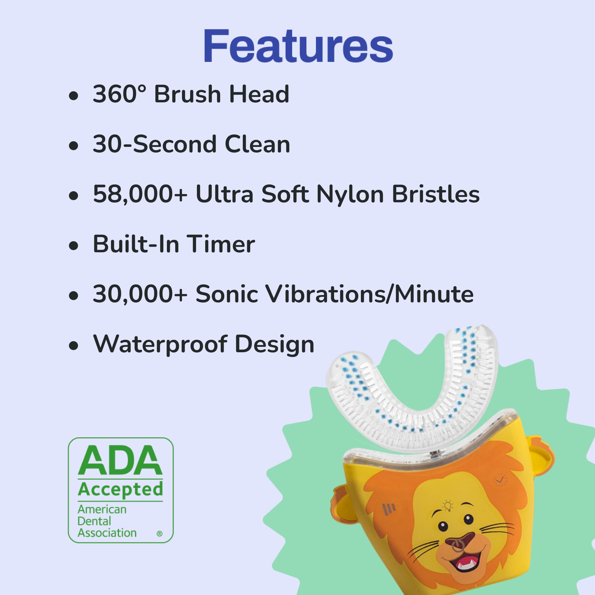 LED lights and 30 second timer on autobrush kids toothbrush