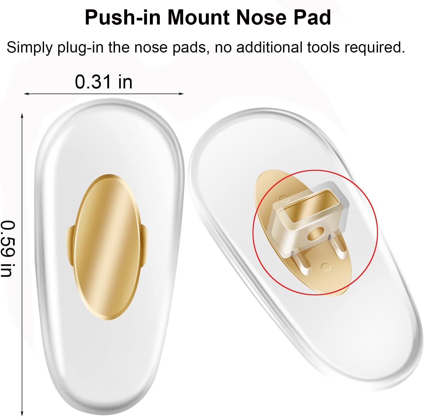 Close-up of gold PVC nose pads for Ray-Ban glasses
