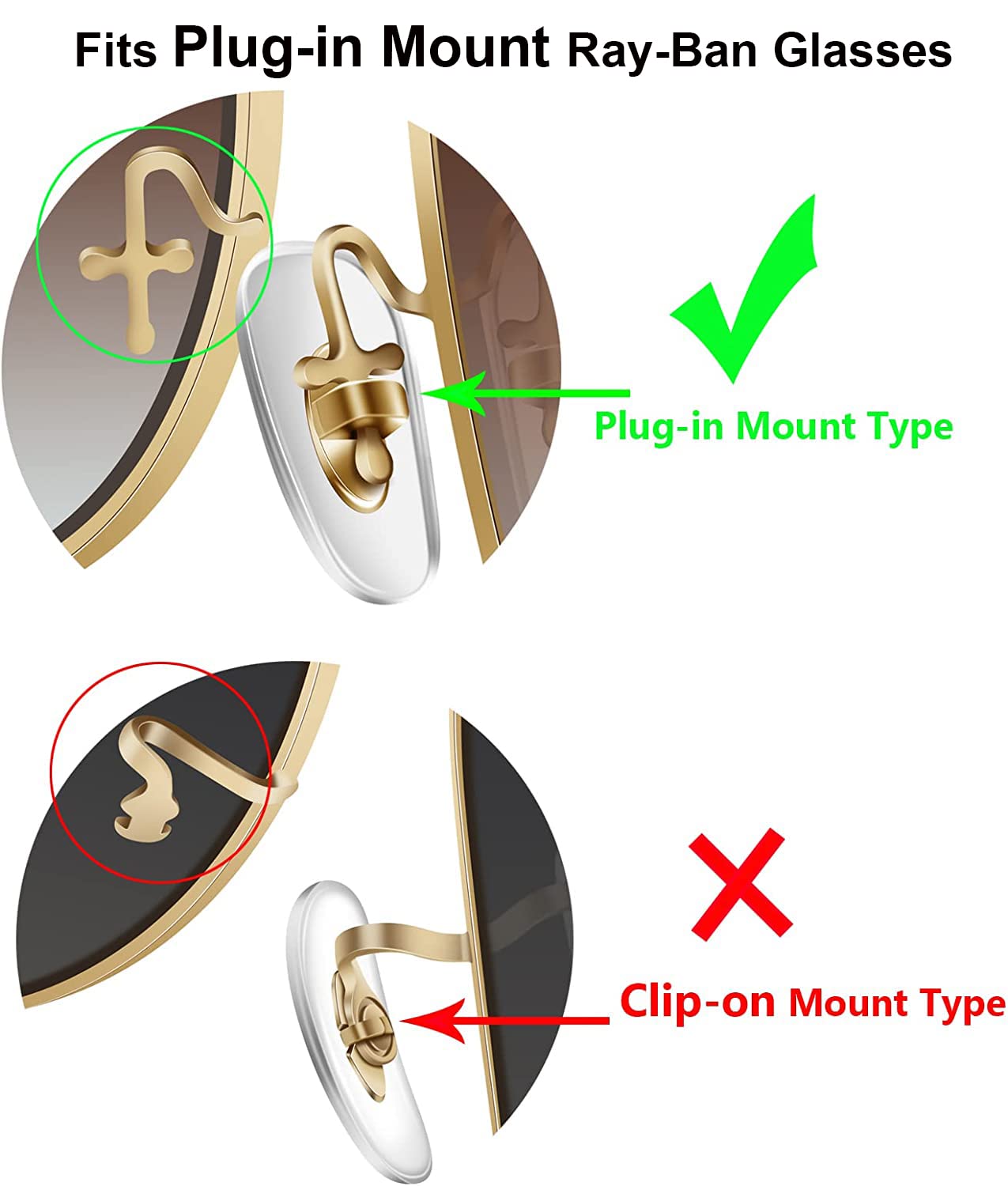 Five pairs of gold nose pads for Ray-Ban replacement