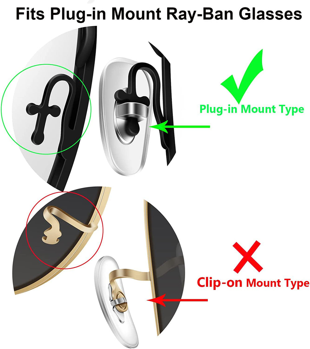 Push-in installation example for Ray-Ban nose pads without tools