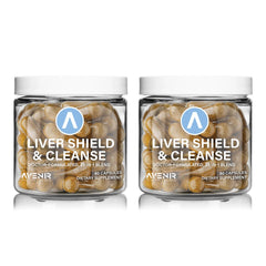 Hero shot of Avenir Nutrition Liver Shield & Cleanse bottle with 120 capsules