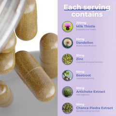 Back label showing supplement facts for Liver Shield & Cleanse