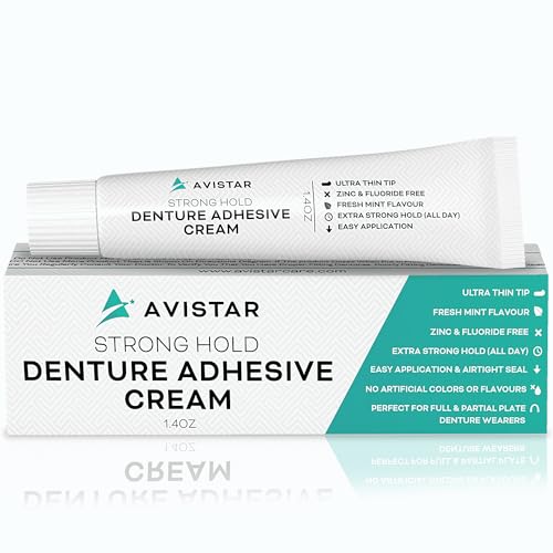 Mint flavored denture adhesive tube close up