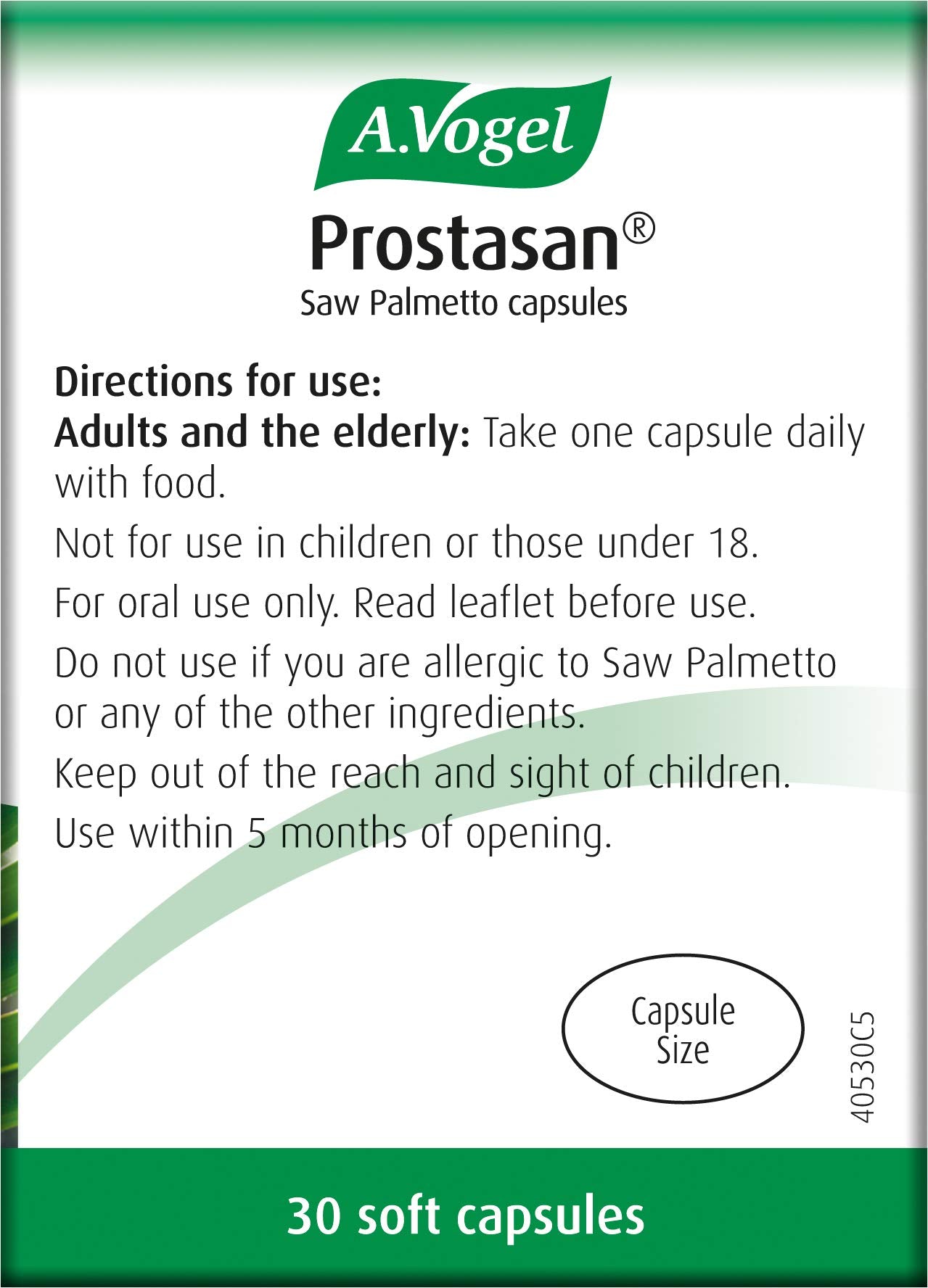 Prostasan Saw Palmetto Capsules label details