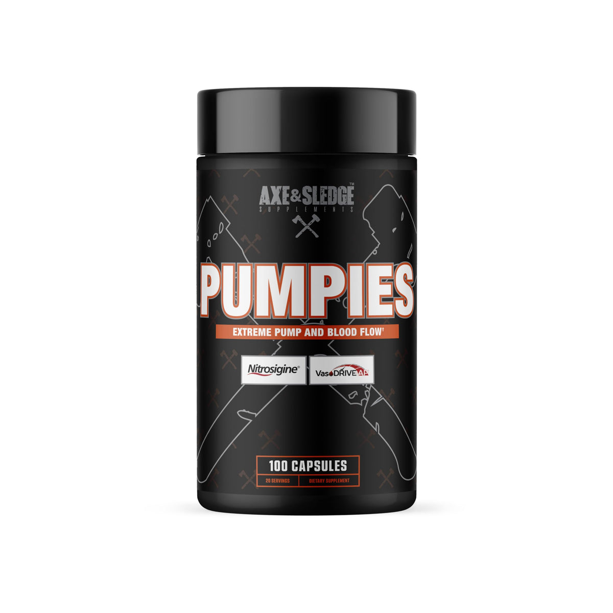 Axe & Sledge PUMPIES Nitric Oxide Booster bottle - 100 capsules, 20 servings