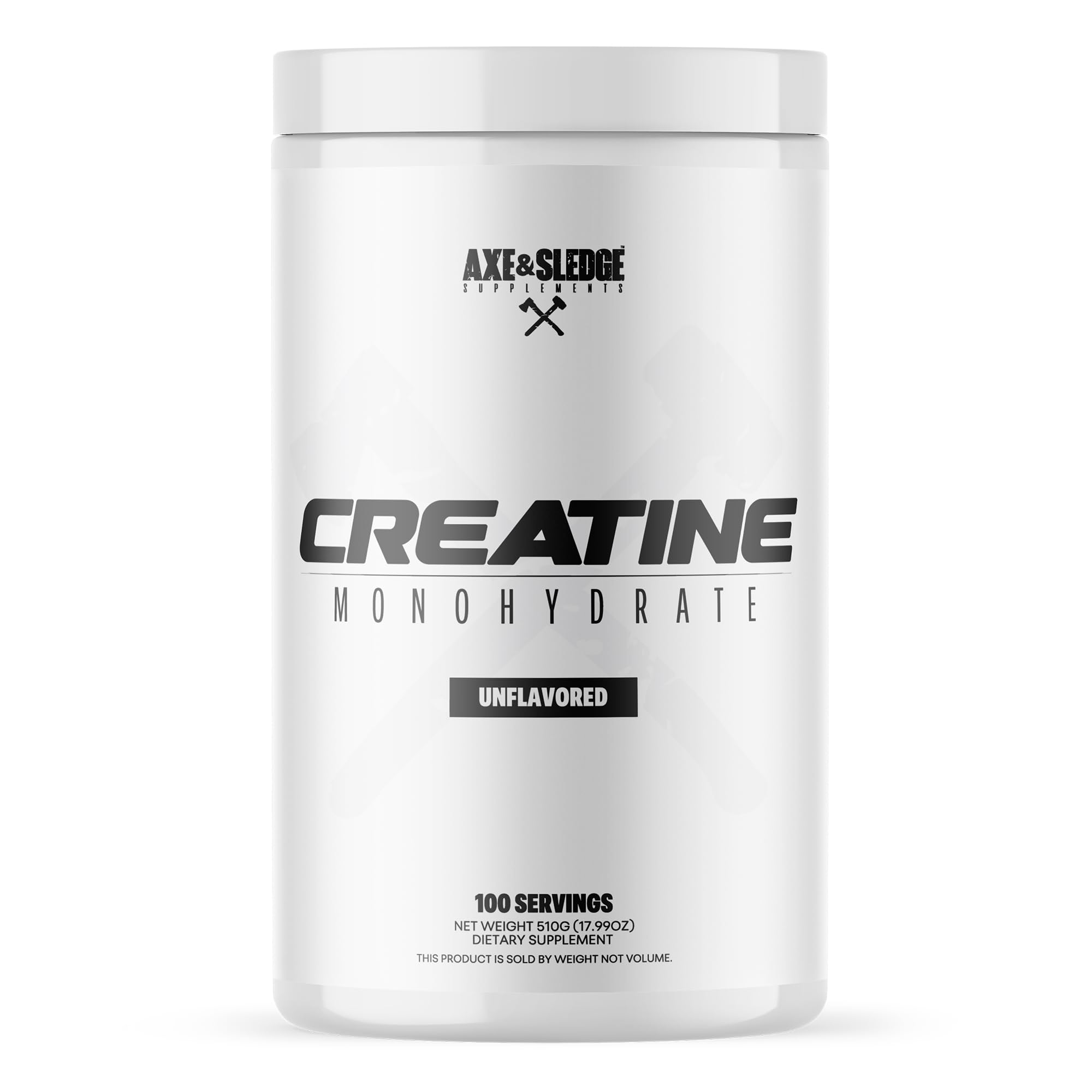Axe & Sledge Basics Creatine unflavored powder showing pure creatine monohydrate benefits