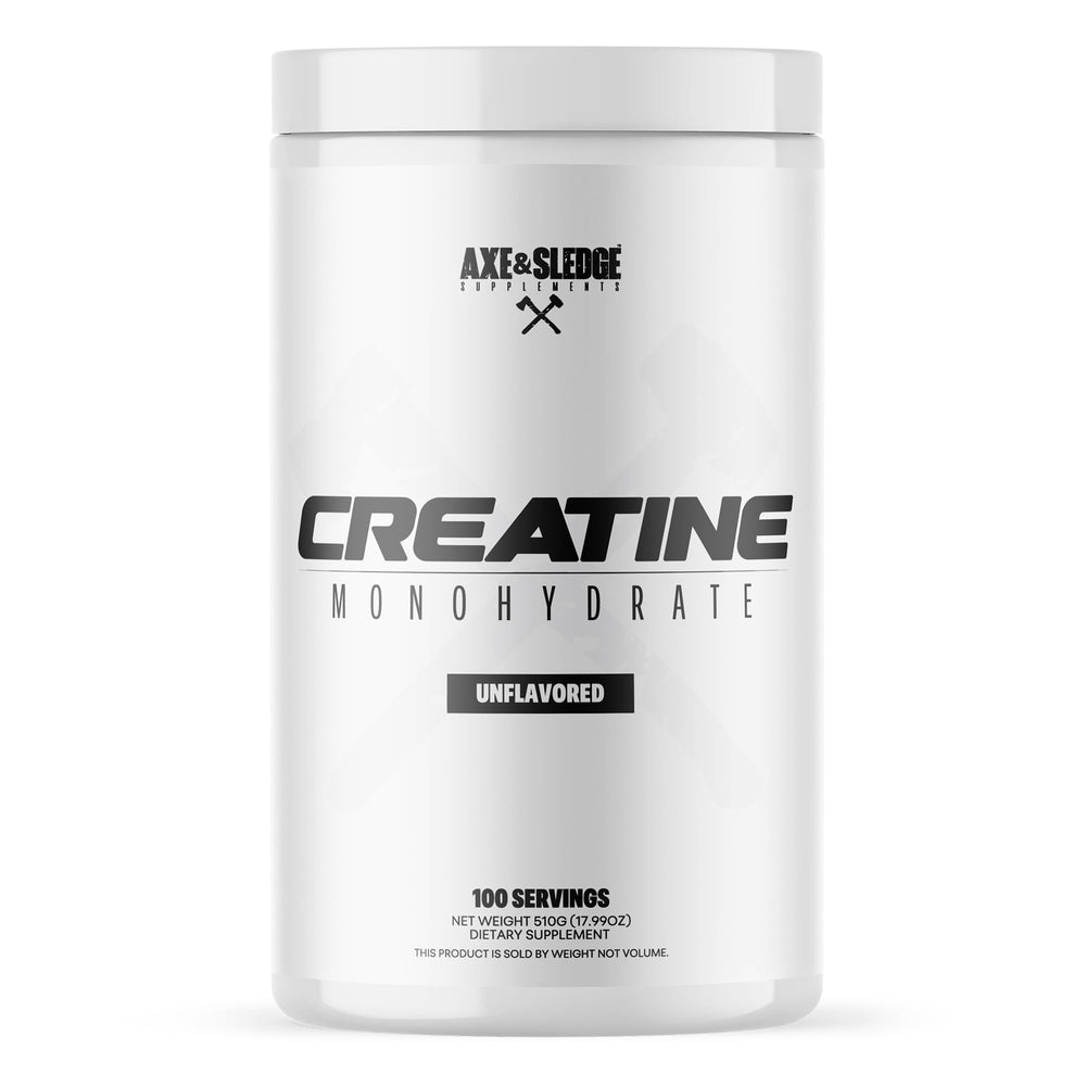 Axe & Sledge Basics Creatine unflavored powder showing pure creatine monohydrate benefits