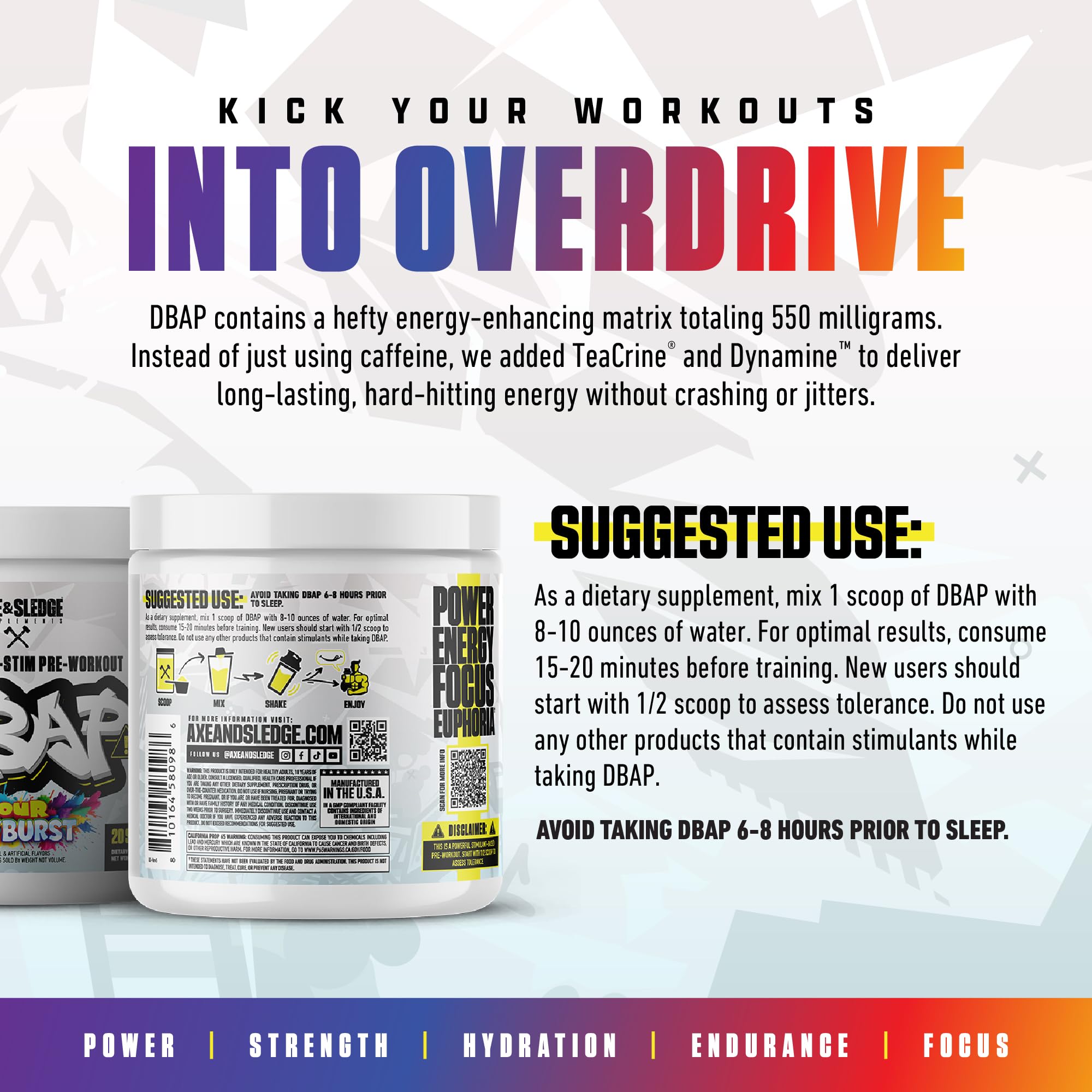 DBAP betaine anhydrous power boosts strength during tough lifts.