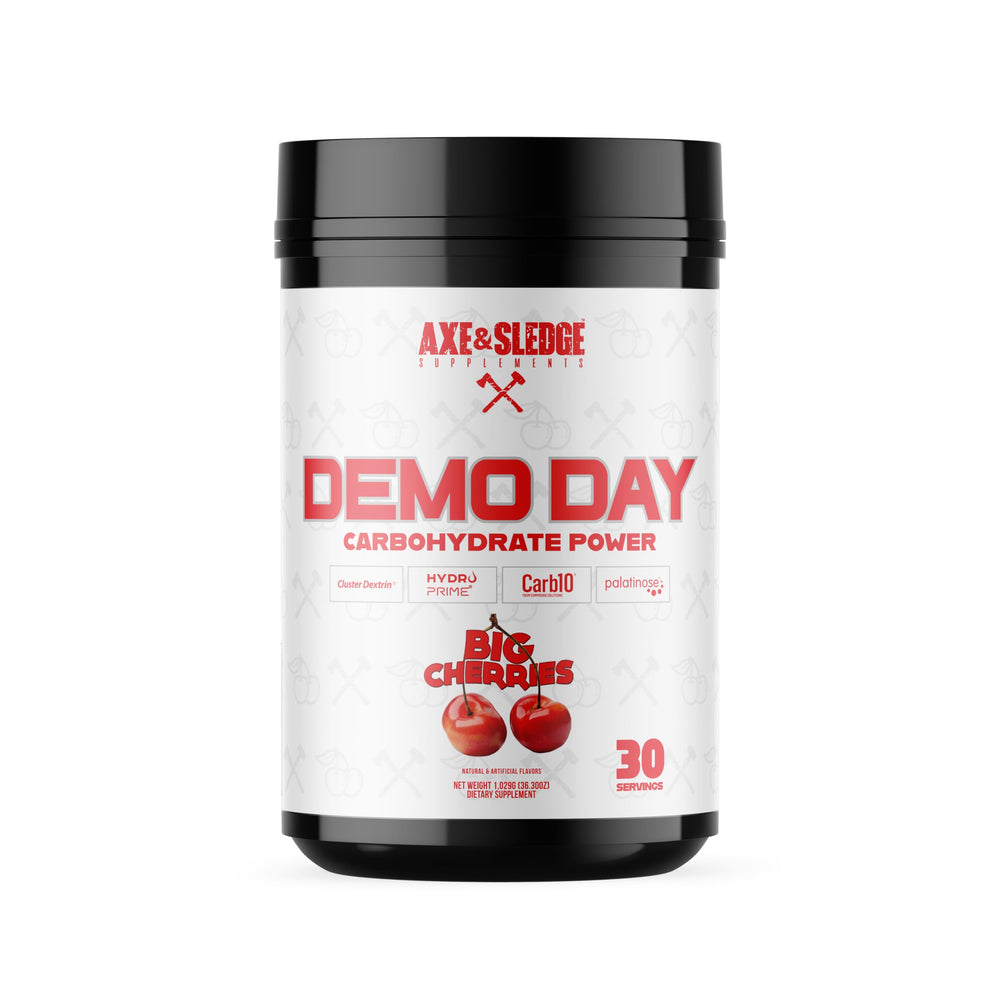 Axe & Sledge Demo Day intra-workout carbohydrate powder container Big Cherries flavor
