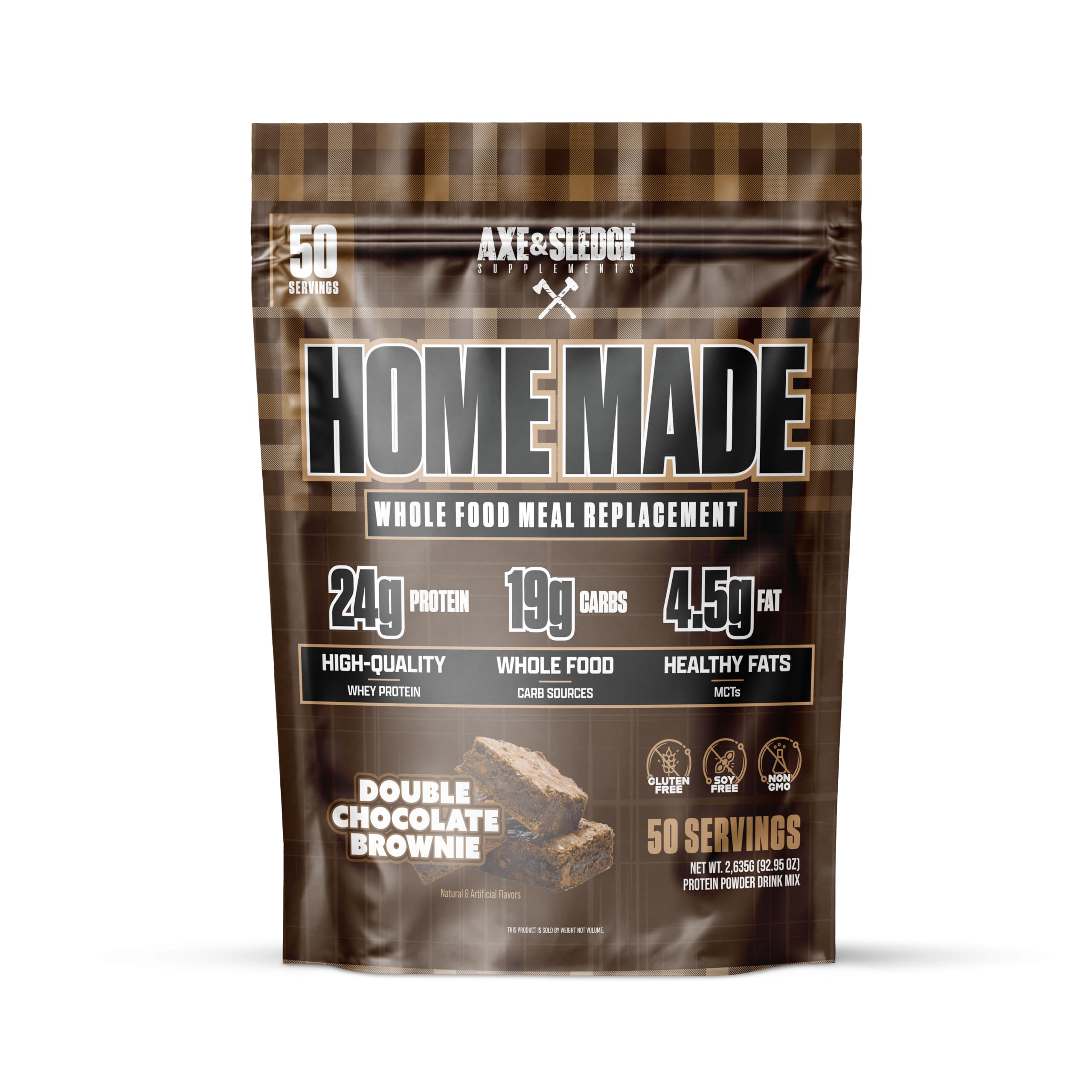 Axe & Sledge Home Made powder tub-vanilla showcases convenient high-protein nutrition for bulking support