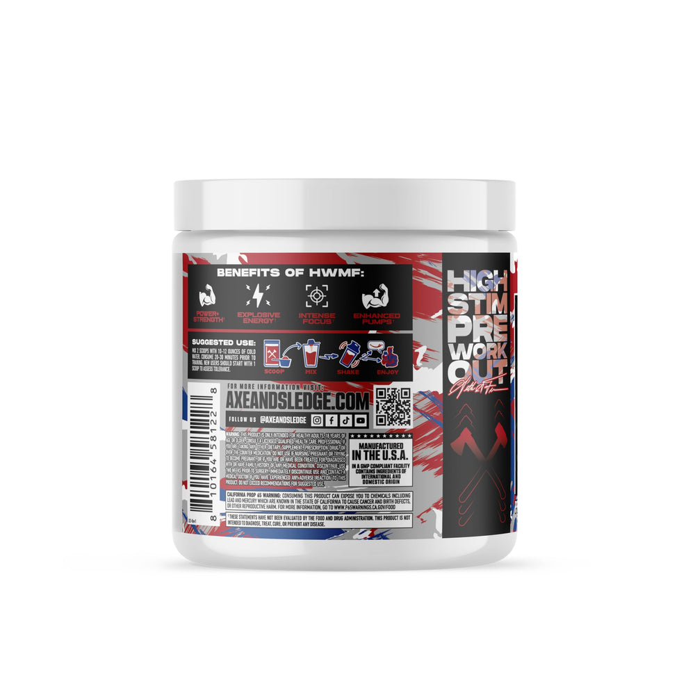Axe & Sledge HWMF nutrition panel highlights citrulline and beta-alanine.