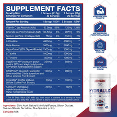 Axe & Sledge HWMF nutrition panel highlights citrulline and beta-alanine.