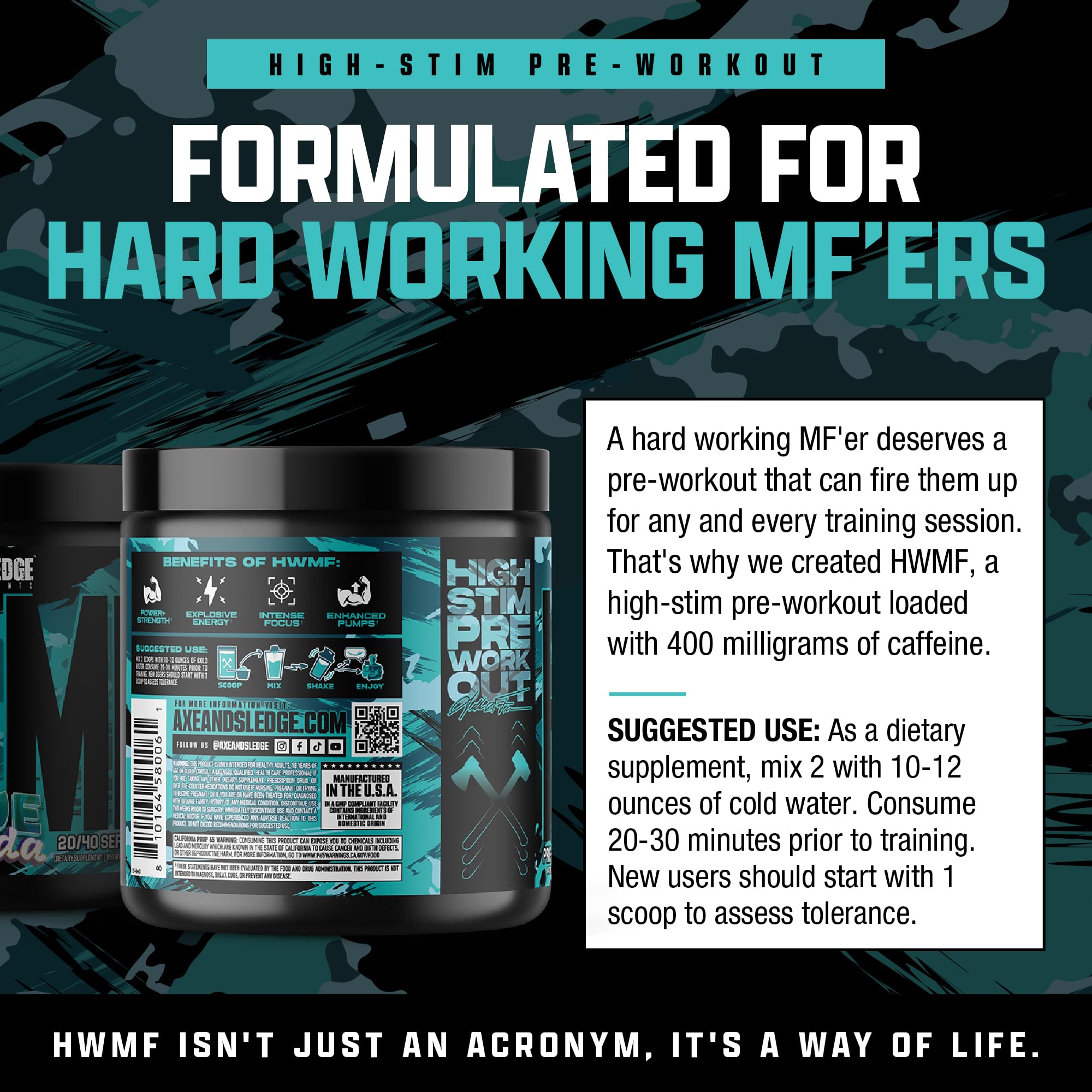 Axe & Sledge HWMF shaker with blue Colada mix ready to drink.