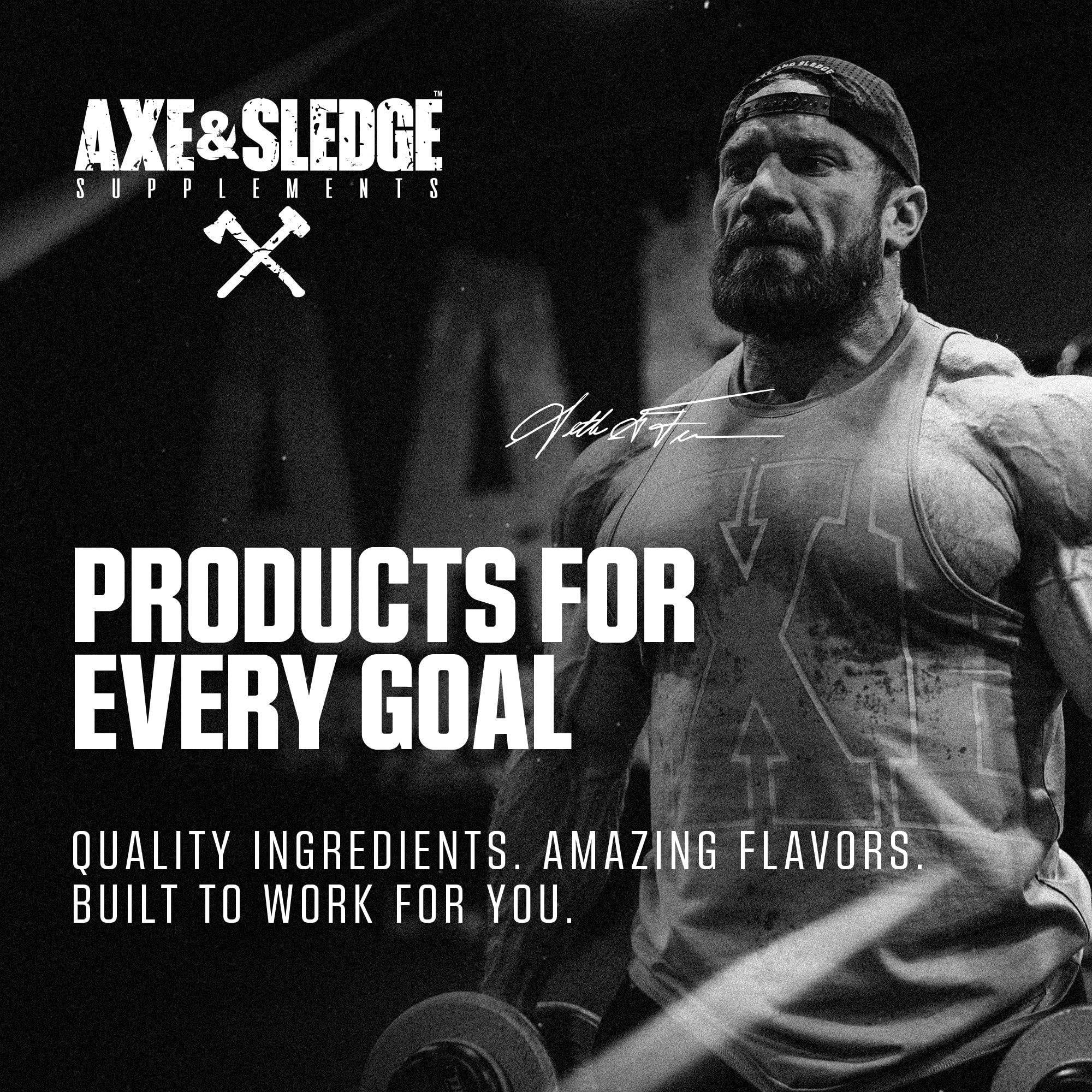 Axe & Sledge HWMF tub-back ingredients listing citrulline and electrolytes for pumps.