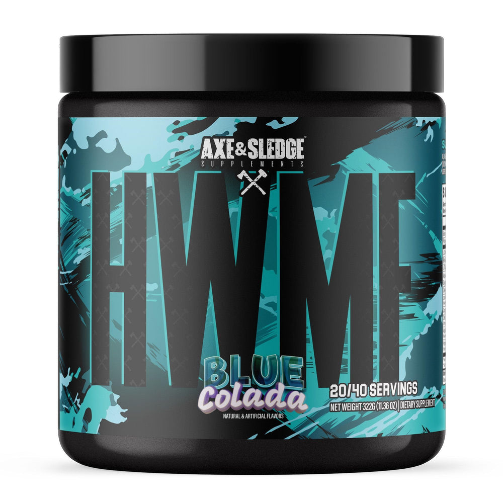 Axe & Sledge HWMF tub-front view, high-stim pre-workout for intense sessions.