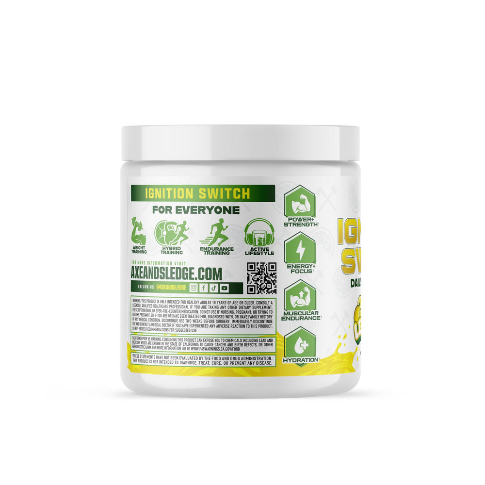 Axe & Sledge Ignition Switch fresh-lemonade-glass flavorful preworkout for focus