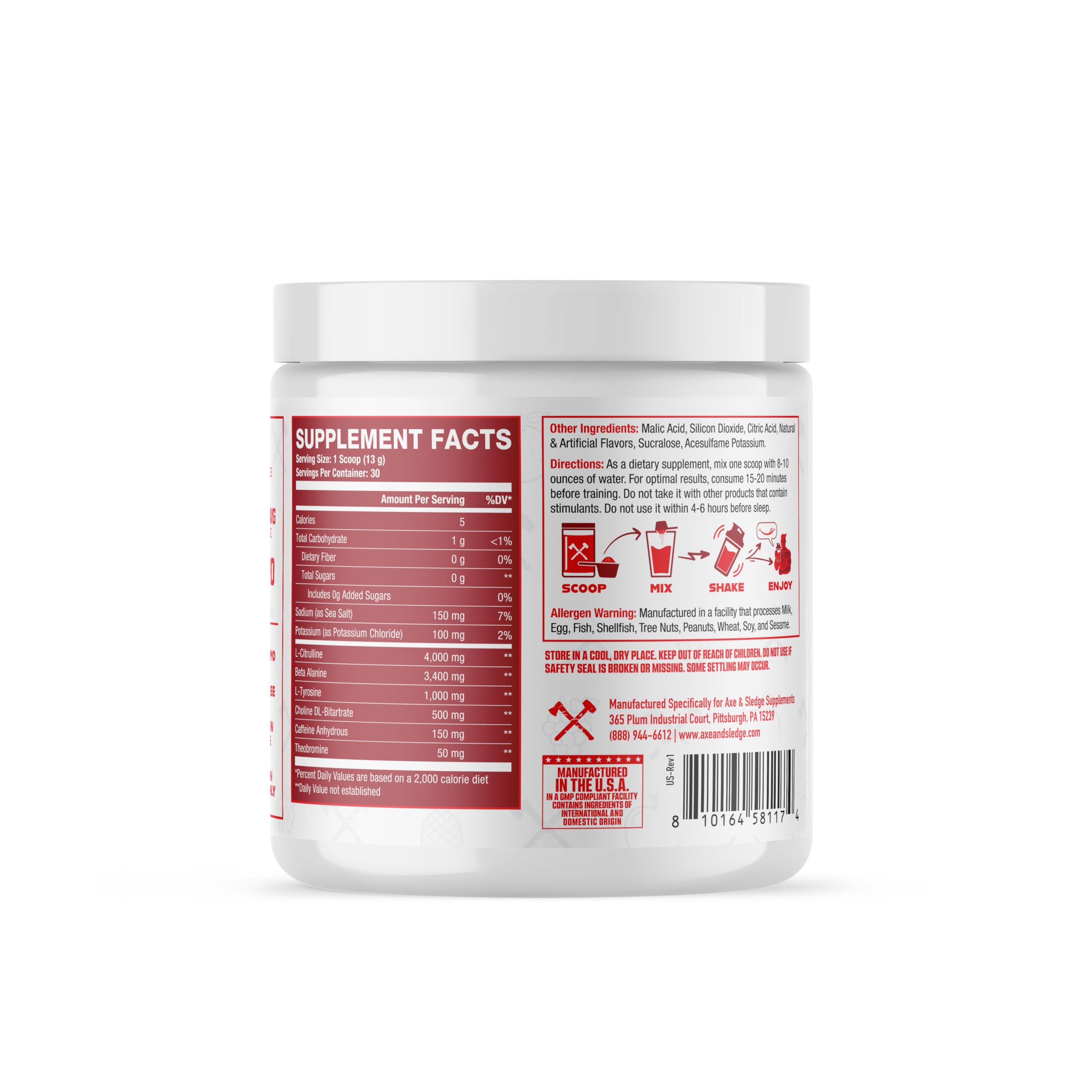 Axe & Sledge Ignition Switch powder-dispense shows texture ready to mix for focus-ready workouts.