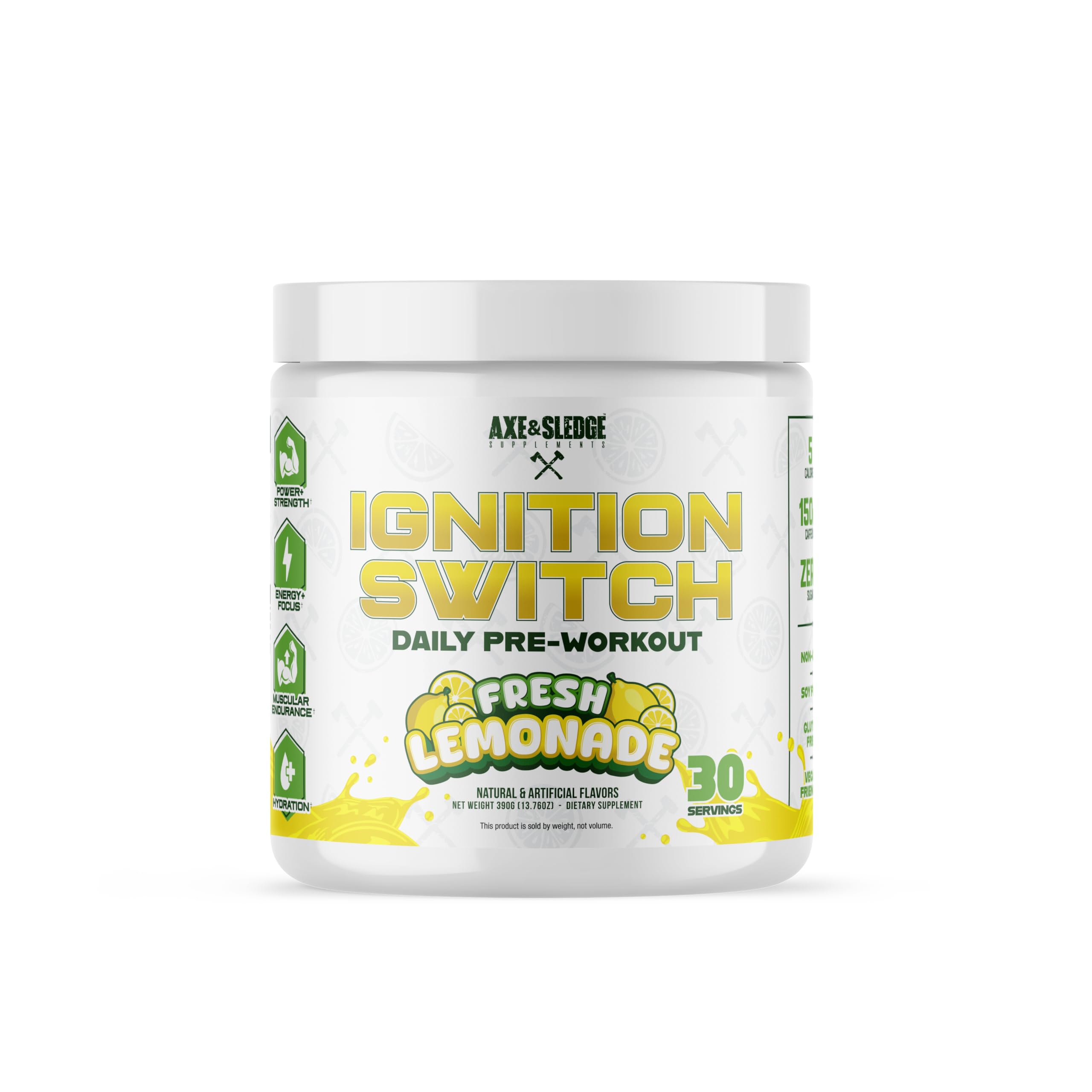 Axe & Sledge Ignition Switch tub front close, delivering clean energy for workouts