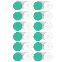 Axim USA green 12-pack contact lens cases with screw-top lids
