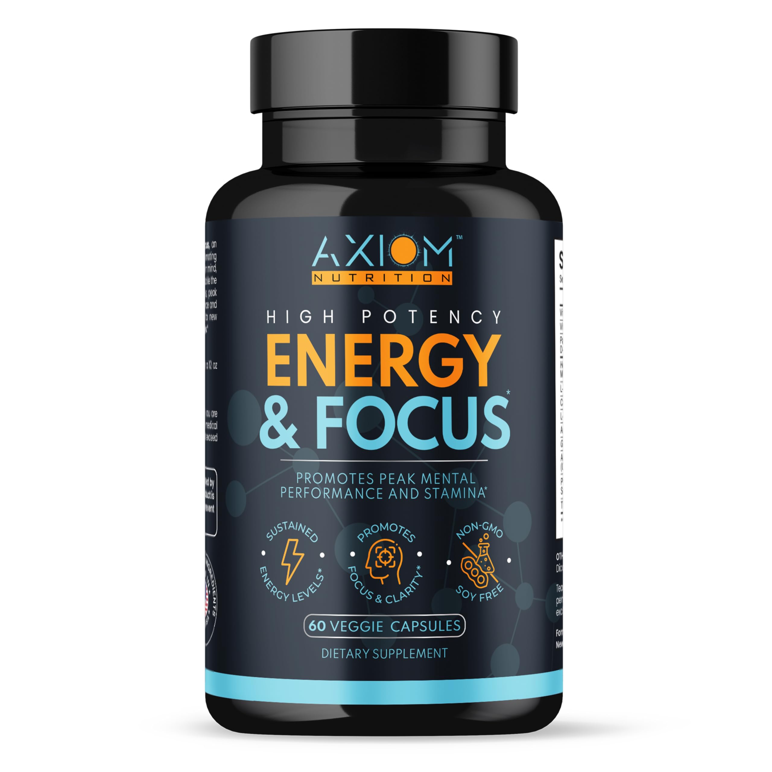 Axiom Nutrition Energy & Focus bottle and 60 capsules