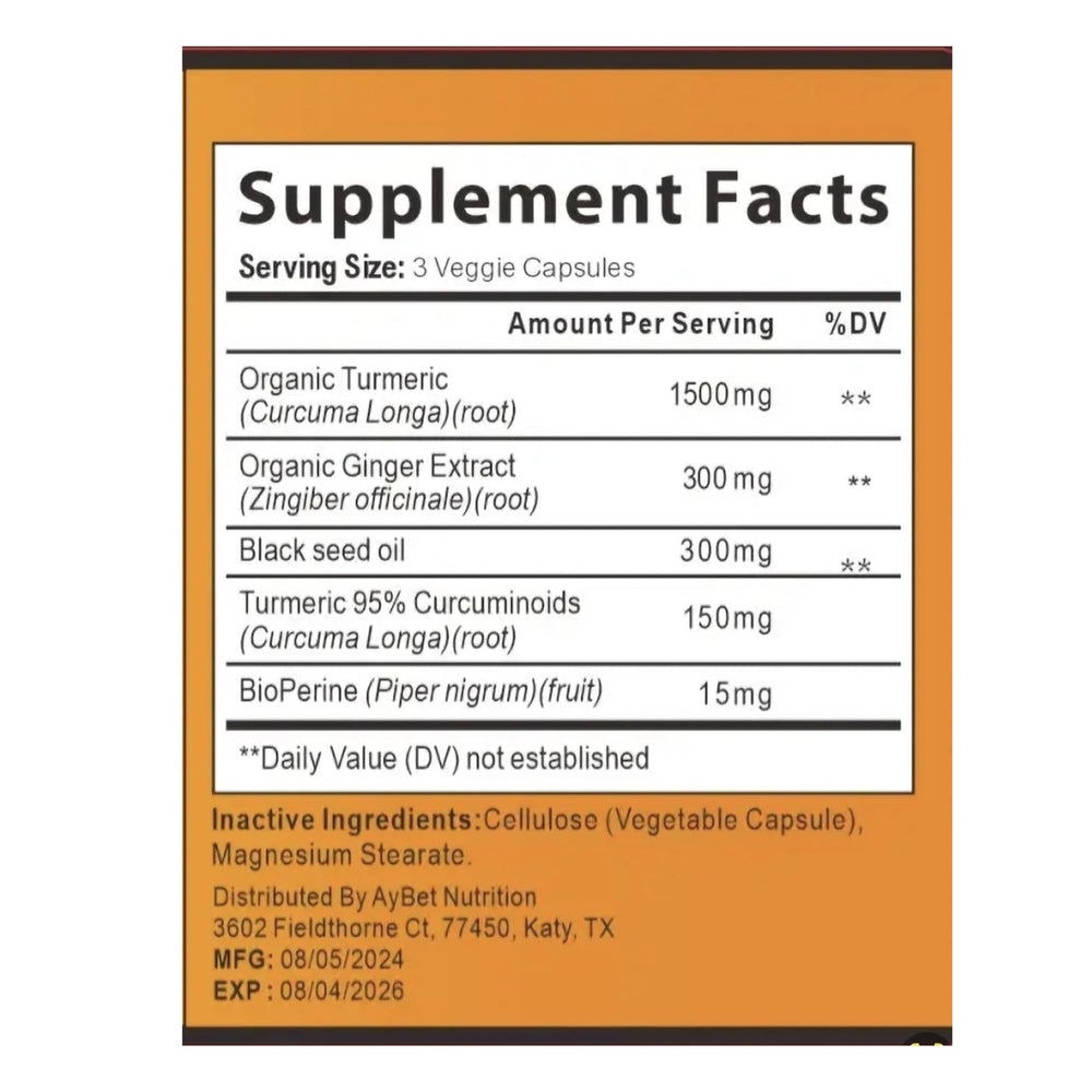Vitamins and minerals from turmeric, ginger and black seed oil