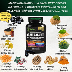 Close-up of Sea Moss and Shilajit capsules