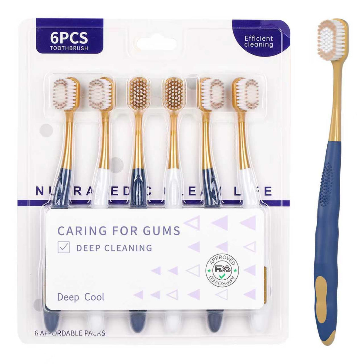 Ayerzeba Soft Toothbrushes for Adults six-pack package