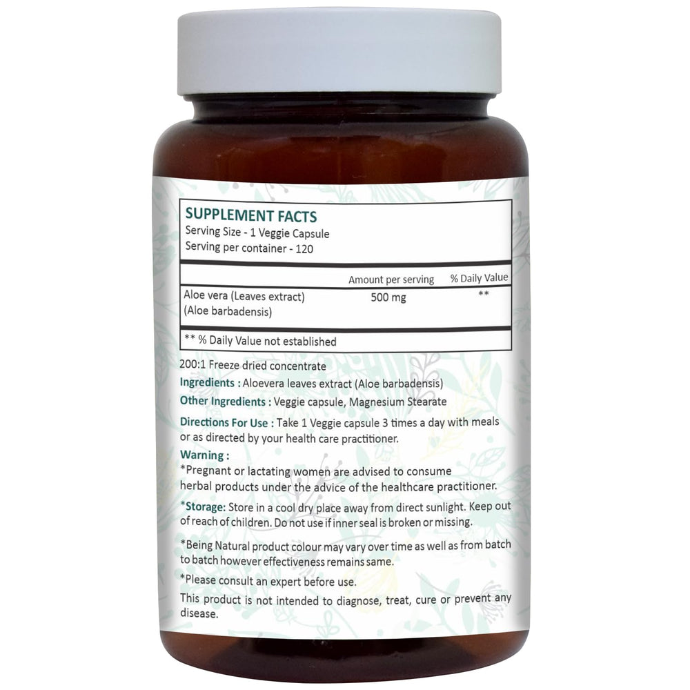 Ayurforest Aloe Vera Capsule bottle label close-up