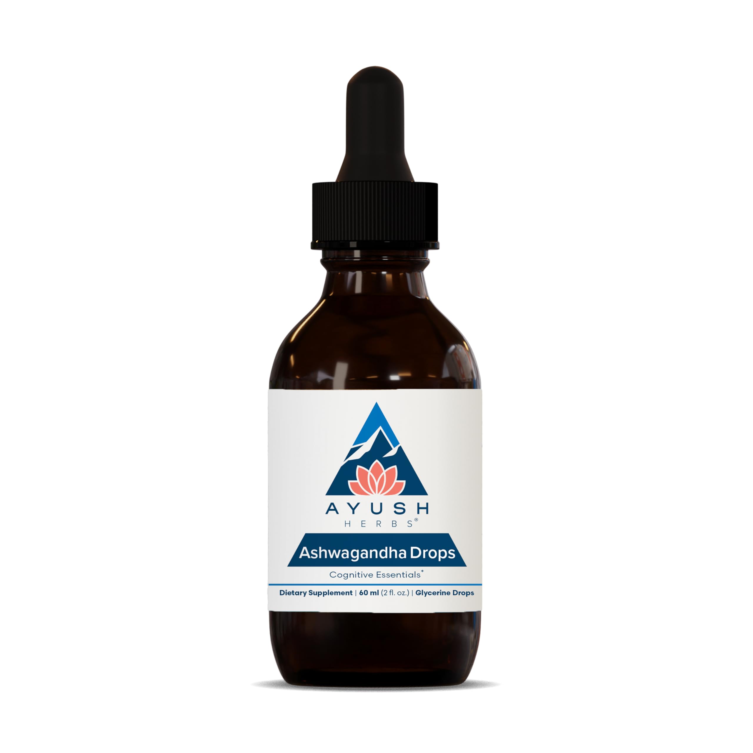Ayush Herbs Ashwagandha Drops lemon flavor bottle front view