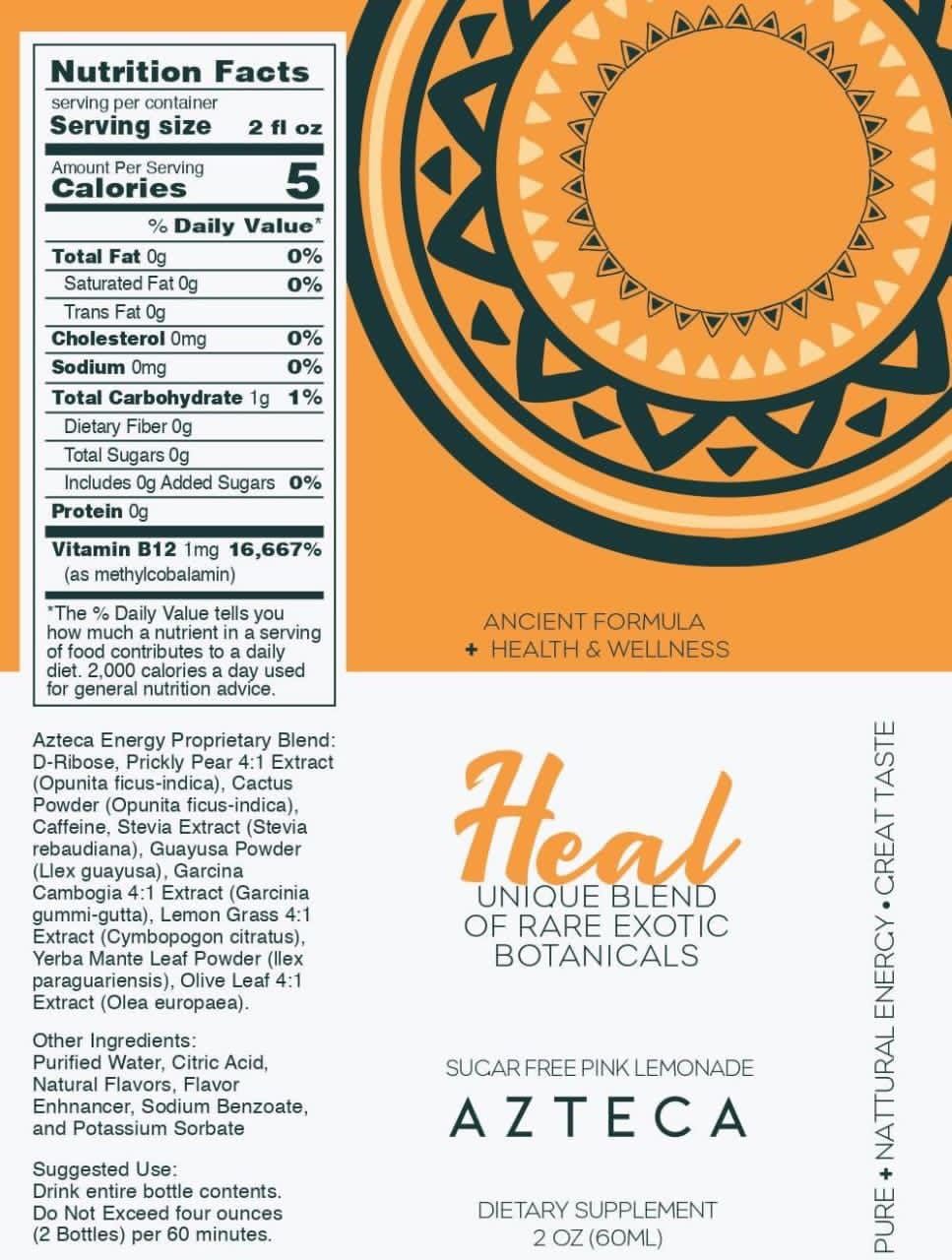 Open bottle of Azteca Health Organic Energy Shot Lemon pouring