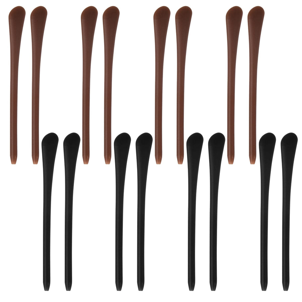 Azure Zone 16-pack anti-slip silicone eyeglass end tips set in black and brown