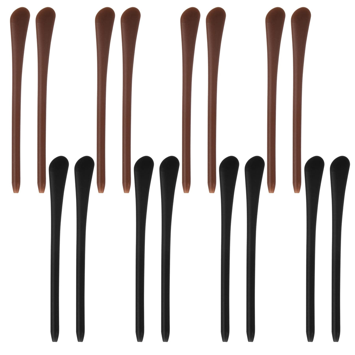 Azure Zone 16-pack anti-slip silicone eyeglass end tips set in black and brown