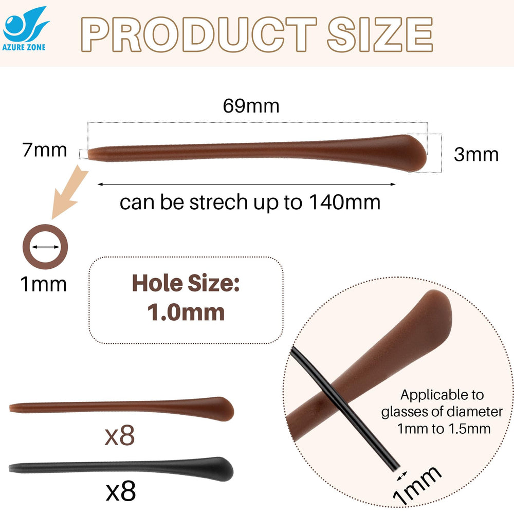 End tips size 2.56 x 0.28 inches for flat thin metal eyeglass legs