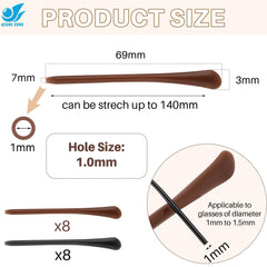 End tips size 2.56 x 0.28 inches for flat thin metal eyeglass legs
