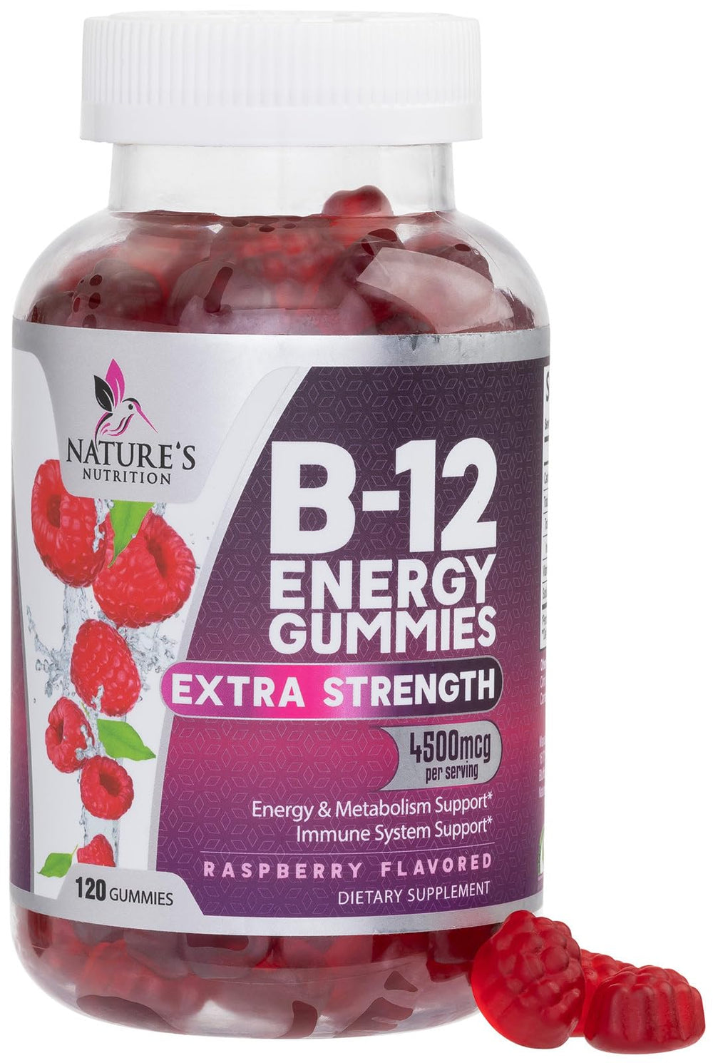 B-12 Energy Gummies bottle with berry flavor label