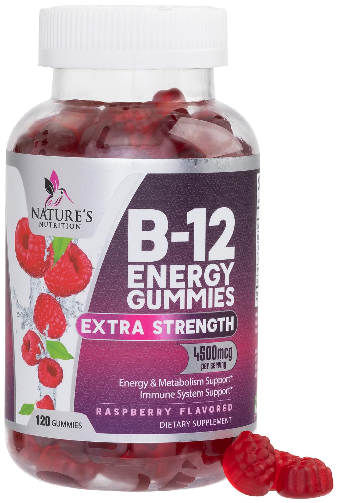 B-12 Energy Gummies bottle with berry flavor label