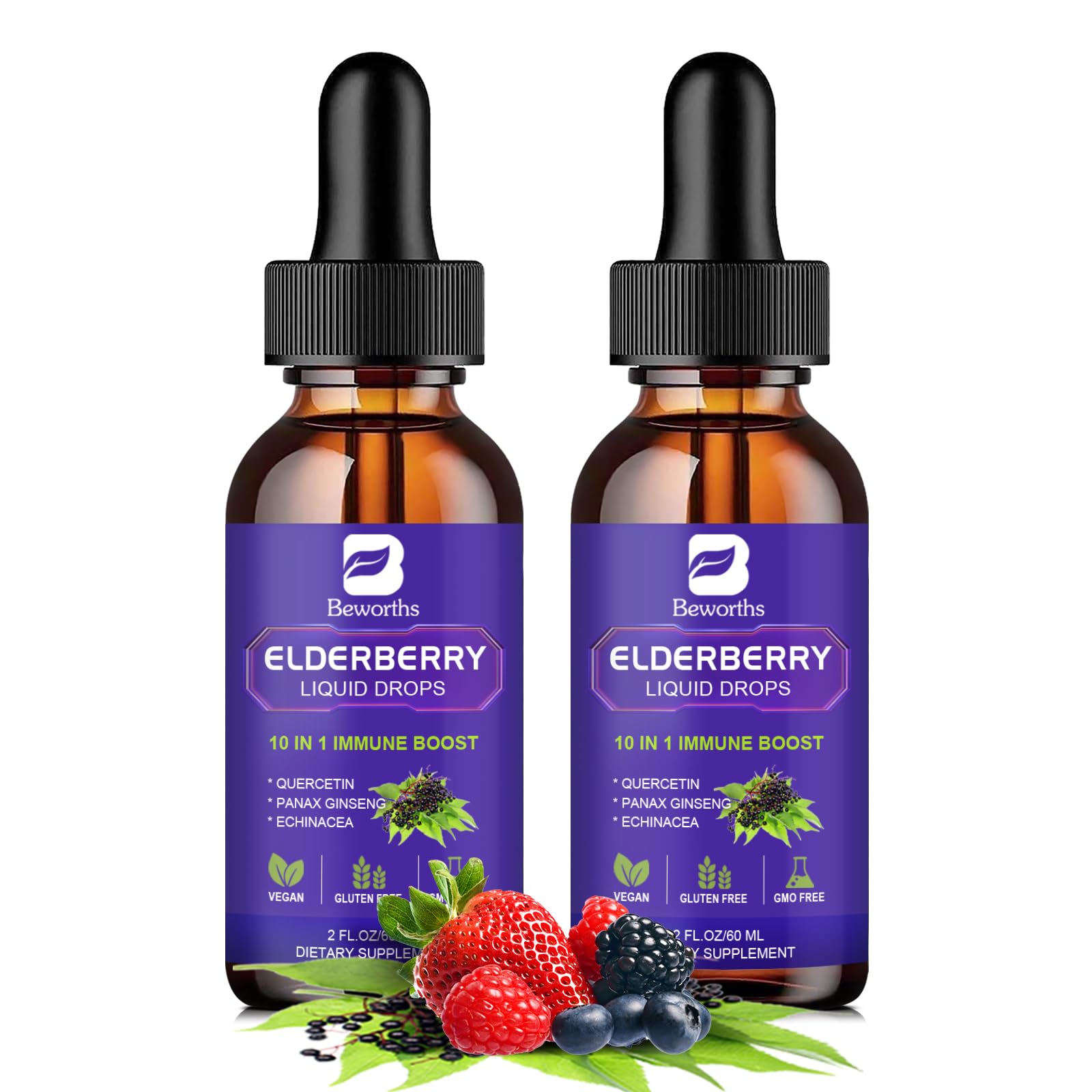 B BEWORTHS Elderberry Syrup 2-pack hero image featuring bottles