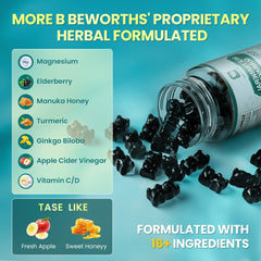 Gummies with turmeric and elderberry components