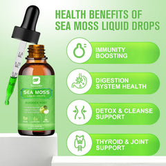 Sea moss liquid drops emphasizing immune support benefits