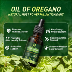 Close-up of oregano oil drops with black seed oil and vitamin E