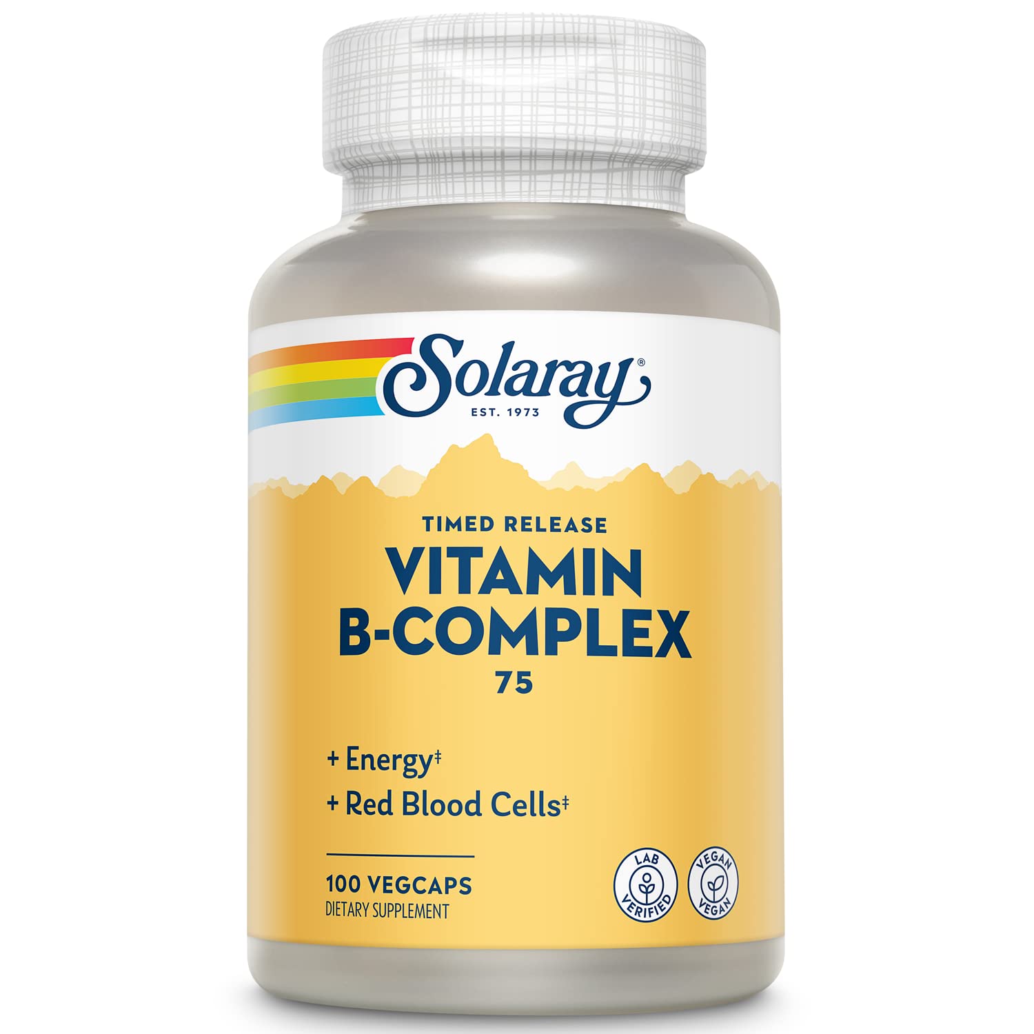 B-Complex 75 Time Release Solaray bottle - front view
