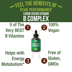 Close-up of B Complex Liquid Drops ingredients label