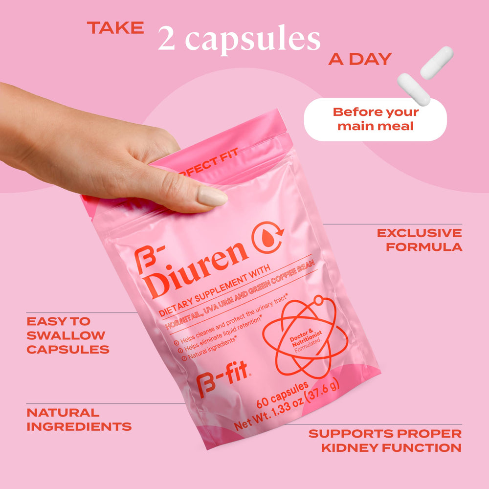 B-FIT B Diuren uva ursi leaves showcase plant extracts for gentle daily care.