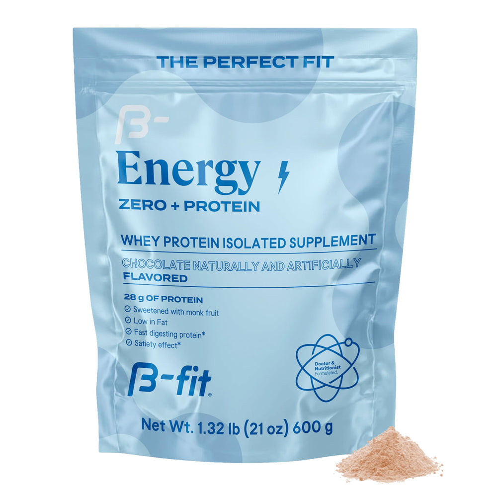B-FIT B Whey Zero Protein Chocolate Puffs bottle highlighting high-purity formula for post-workout recovery