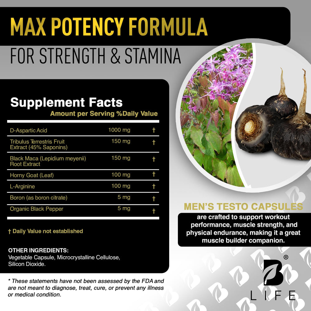 B Life Men’s Testo packaging communicates trust and natural ingredients.