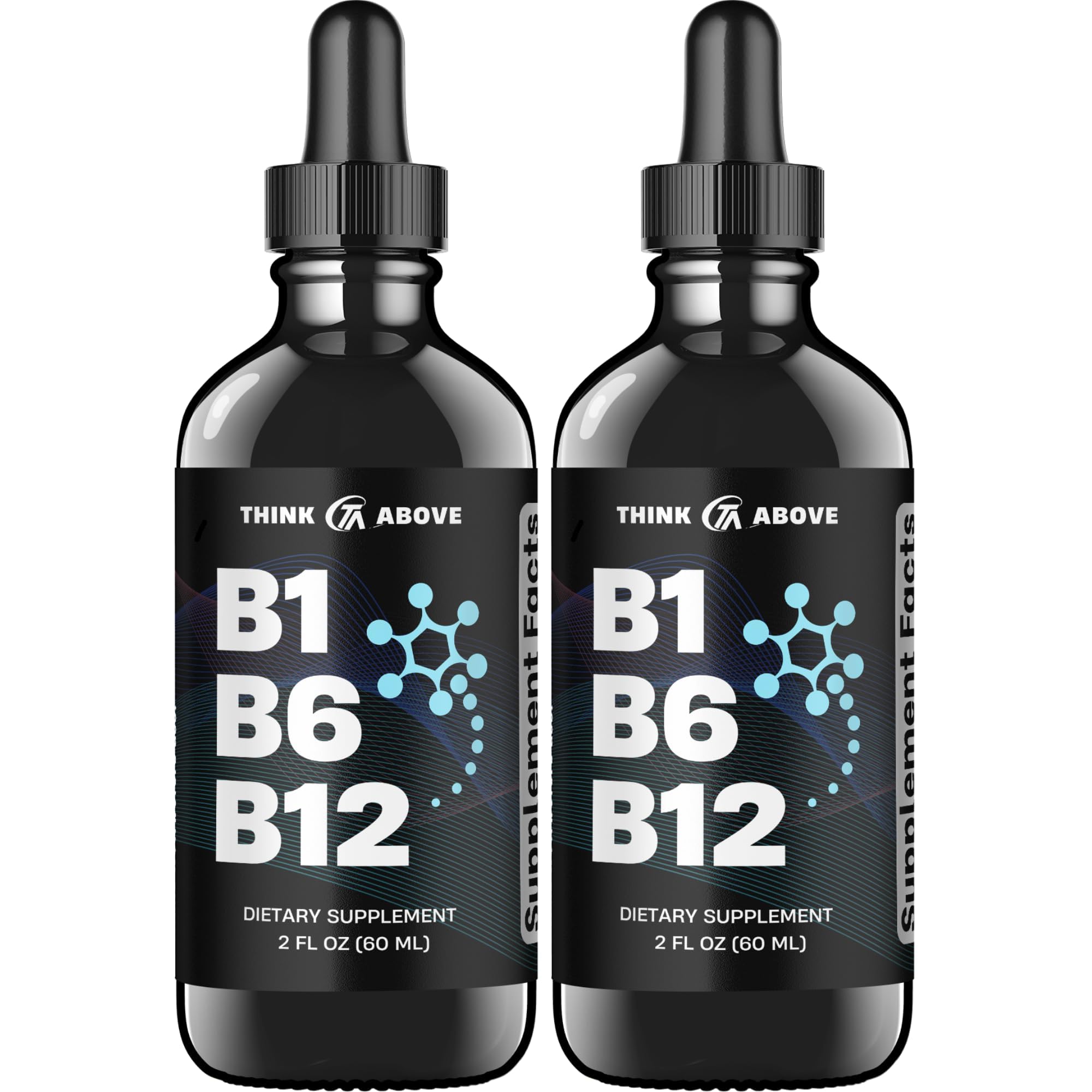 Front view of B1 B6 B12 liquid drops bottle with dropper