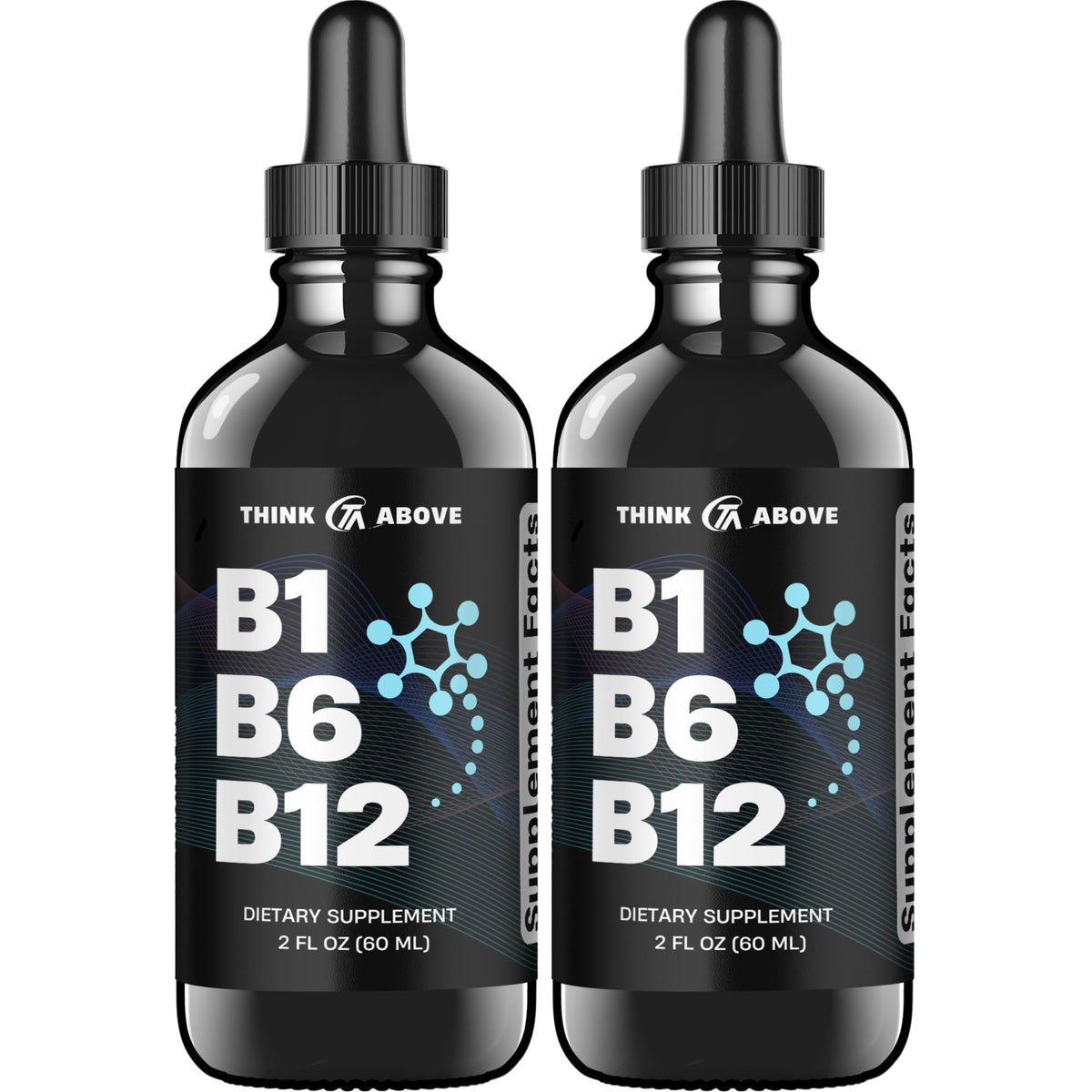 Front view of B1 B6 B12 liquid drops bottle with dropper